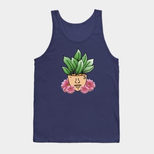 Dumb Cane Tropical House Plant with Pink Gerber Daisys Tank Top